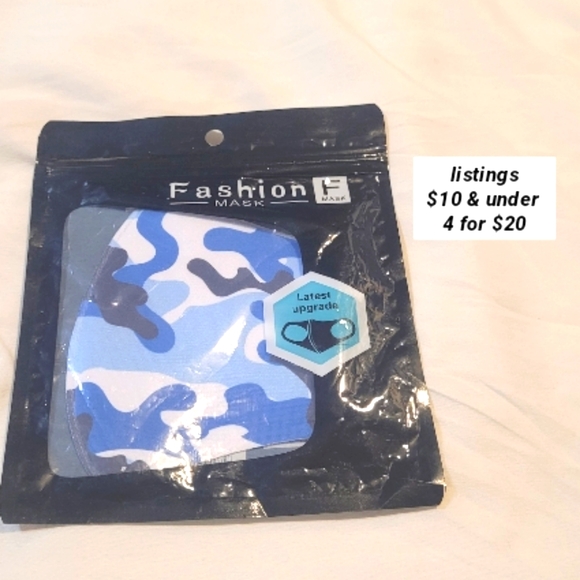 Blue camouflage face mask New safety from germs Covid-19 protection camo - Picture 1 of 9